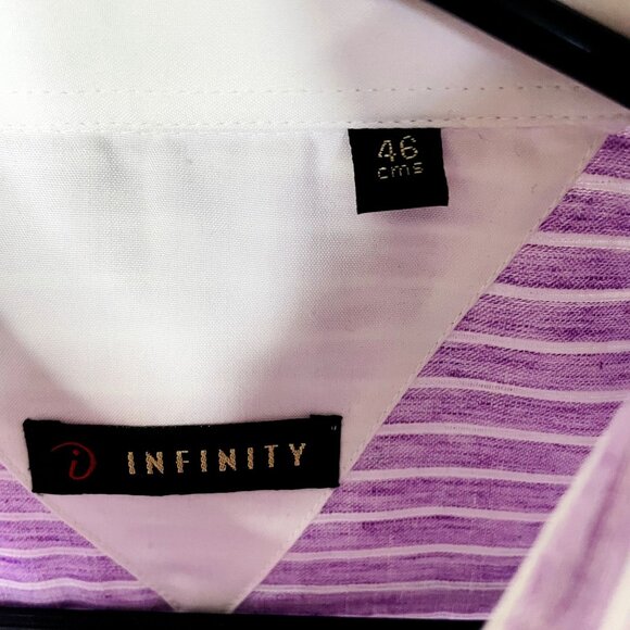 Mens Purple Button Down Shirt Pinstripe Long Sleeve u Size 46 Infinity New - Picture 6 of 6